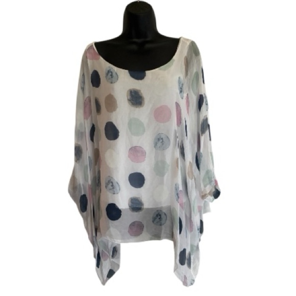 Bella Amore White Polka Dot Tunic Coastal Granny Navy, Pink, Mint Dots OS